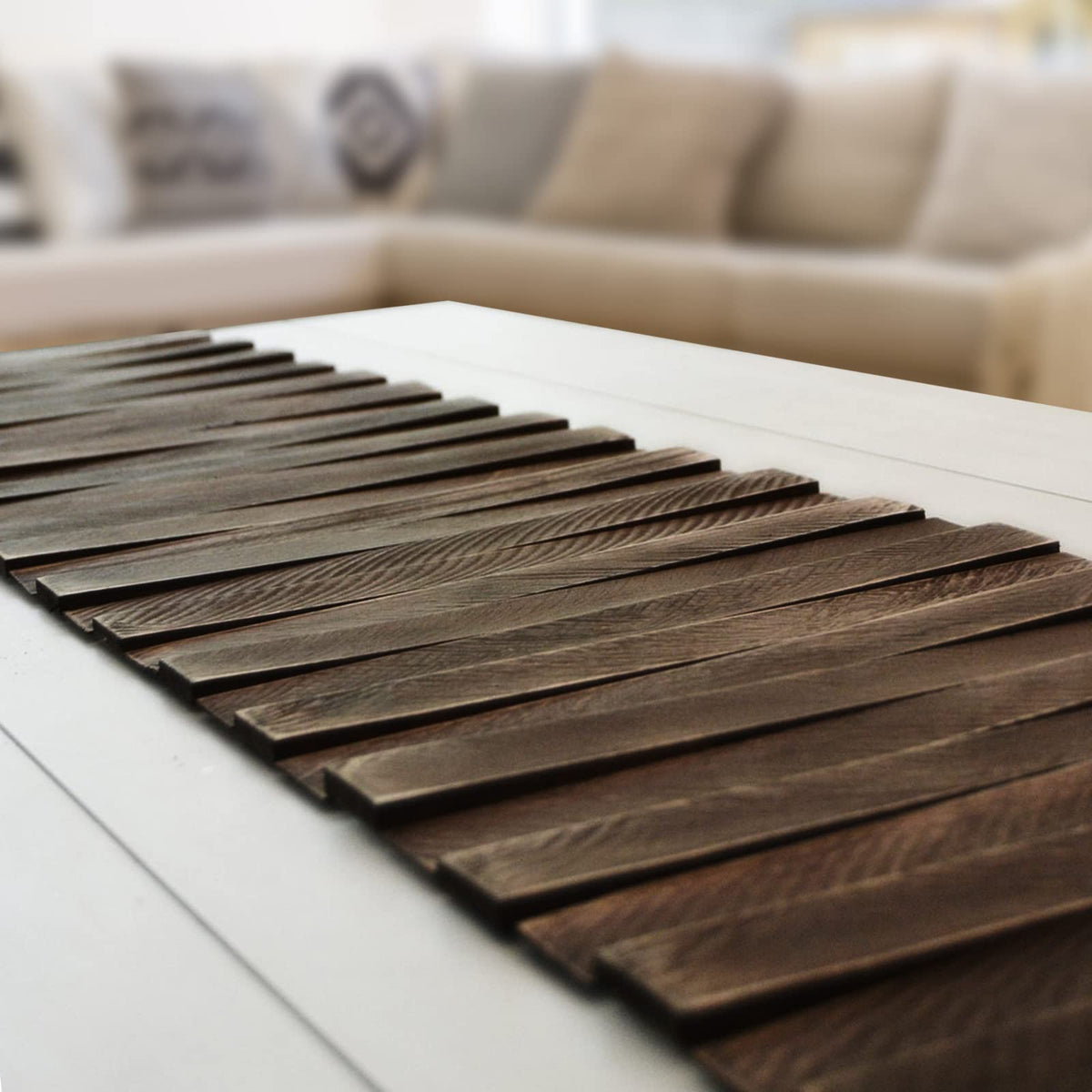 Wooden Table Runner,Natural Durable Wood Table Runner,25 x 12 Inches,Coffee Table Runner with Thick Felt Backing,Table Decorations for Dining Room,Farmhouse Decor,Wedding Decor,Brown