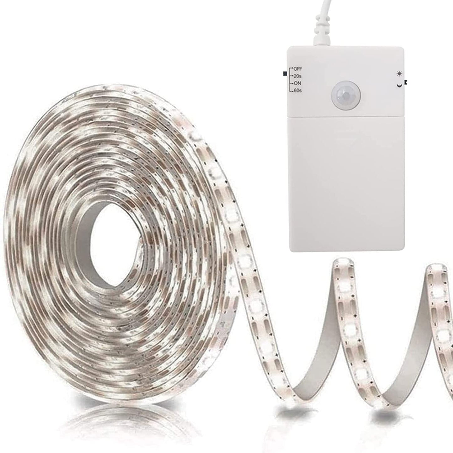 LED Strip Motion Sensor Battery Operated 2 m 60 LED Light Strip Motion Sensor Battery for Cabinets, Stairs, Kitchen (Cool White)