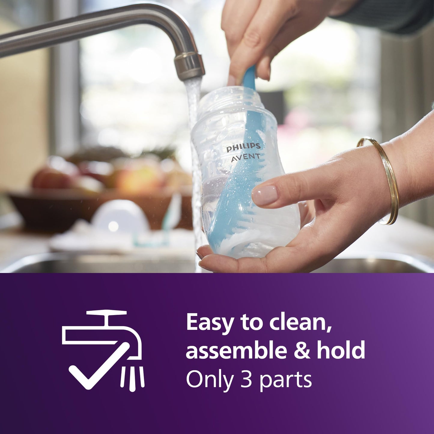 Philips Avent Natural Response Baby Bottle - 2 x 125ml Baby Milk Bottle for Newborns and Up, BPA Free, 0+ Months (Model SCY900/02)