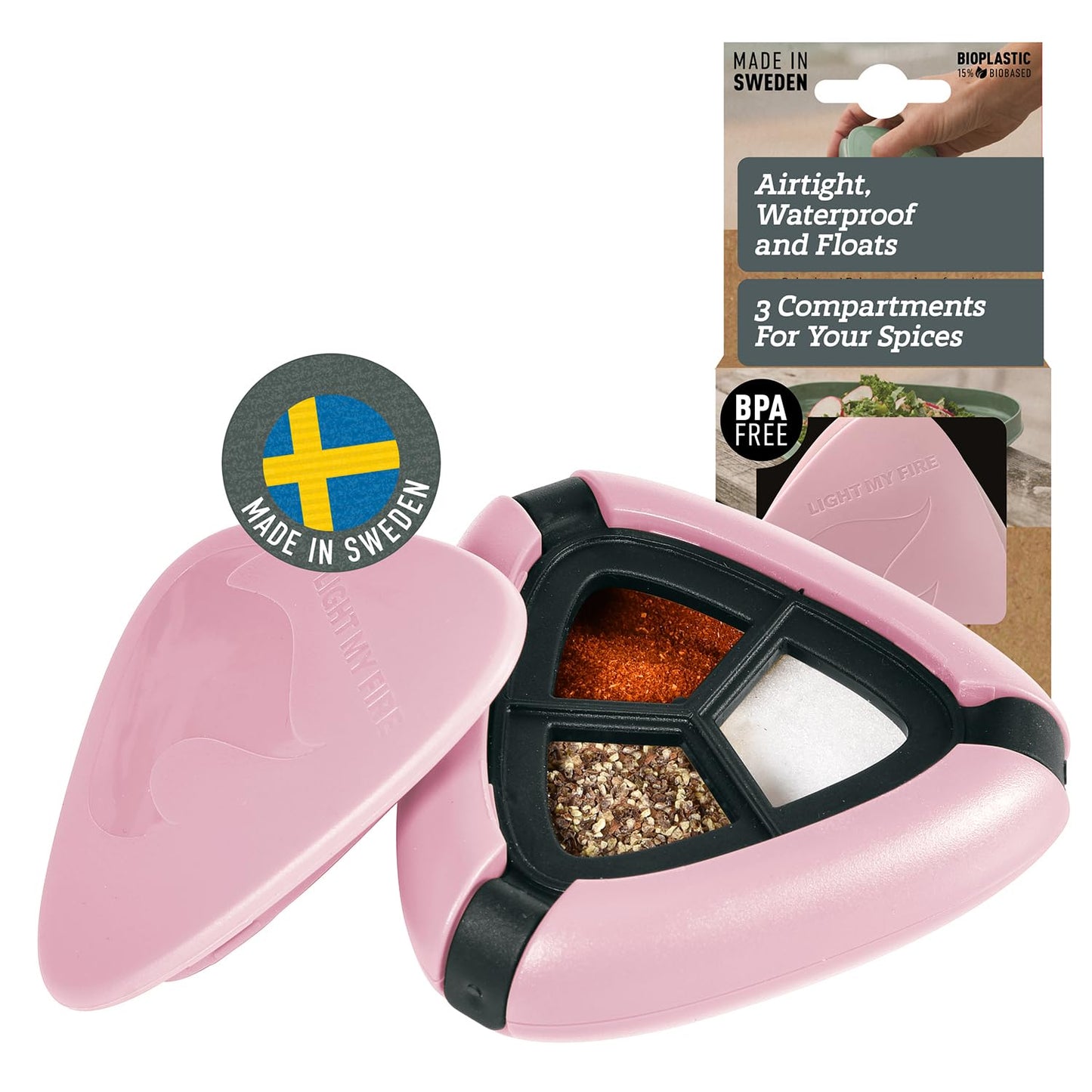 Light My Fire Salt & Pepper Shakers — Travel Salt and Pepper Shakers — Travel Spice Kit Portable Spice Shaker — Multi Spice Container and Salt Dispenser for Outdoor Picnic Camping BPA-Free, Dustypink