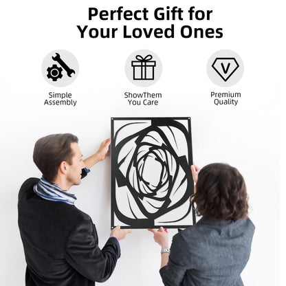 4 Pieces Black Abstract Metal Wall Art, Modern Minimalist Matte Wall Decor, 3D Textured Wall Sculptures, Black and White Wall Art for Living Room Bedroom Bathroom Study Office (15.7 x 10.6inch) (Abstract)