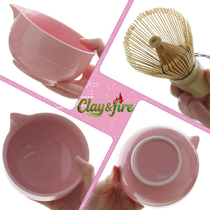 Clay&Fire Matcha Whisk Set, 9 pcs Ceramic Matcha Set, Gifts for Women,Matcha Bowl with Spout and Whisk, Matcha Kit for Matcha Lovers, Gift Mother's Day, Birthday, Anniversary
