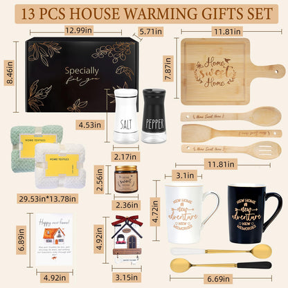 House Warming Gifts New Home,13 Pcs New Home Gift Ideas Basket,Personalized Housewarming Gifts for Homeowners,Closing Gifts for Home buyer,Couples Women,Men
