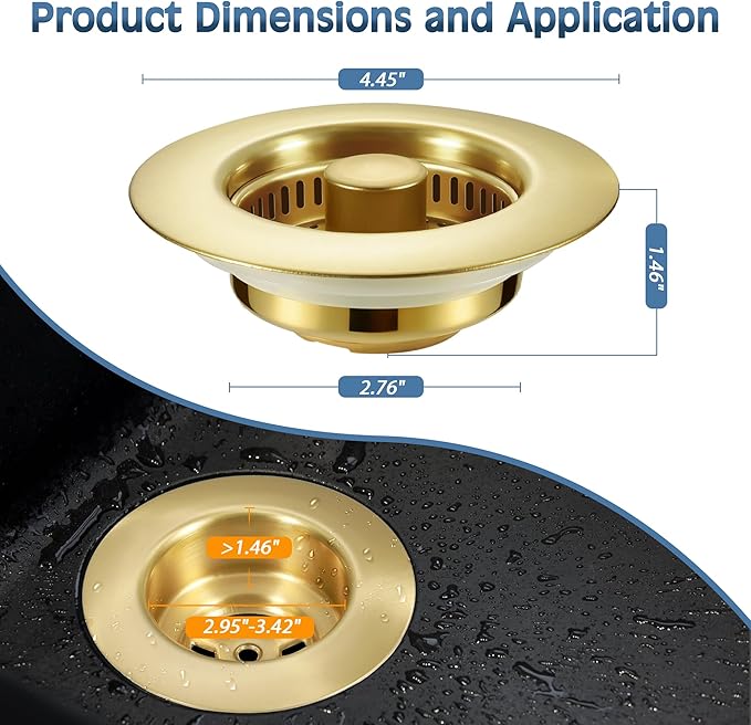 Kitchen Sink Drain Strainer 3 in 1, 304 Stainless Steel Pop Up Sink Stopper