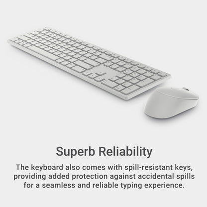 Dell Wireless Keyboard and Mouse - KM3322W, Wireless - 2.4GHz, Optical LED Sensor, Mechanical Scroll, Anti-Fade Plunger Keys, 6 Multimedia Keys, Tilt Leg - Black
