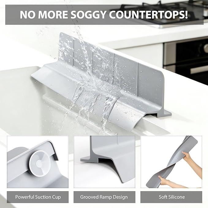 23Inch Sink Splash Guard – Extended Length & Tall Silicone Kitchen Sink Splash