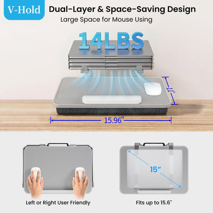 Lap Desk for Laptop, Elevated Laptop Stand for Bed, Fits up to 15.6" Laptops & MacBook, Lightweight Lap Desks for Adults with Comfortable Cushion for Bed & Couch
