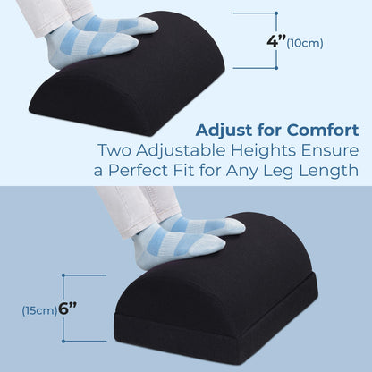 Foot Rest Under Desk Cushion - Adjustable Height 15 cm - Foot Stool - Premium Ergonomic Pad for Extra Leg Support - Breathable Mesh Cover - Non-Slip Bottom - Home Office Accessories
