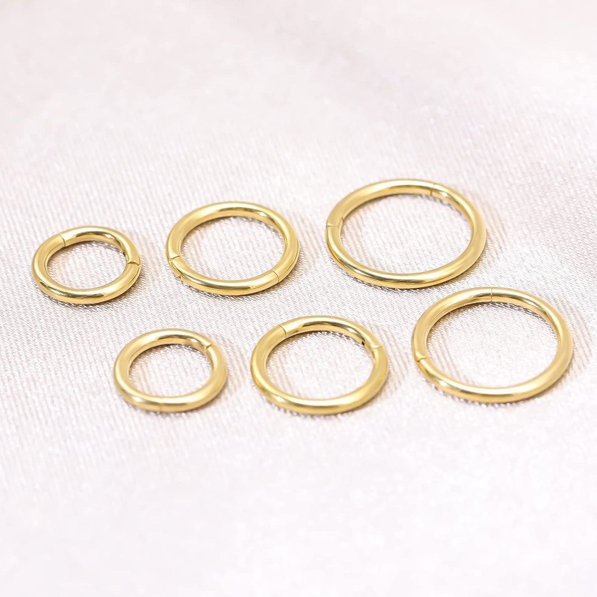 BOGKU 6pcs G23 Titanium Septum Segment Rings 18G Diameter 6mm/8mm/10mm Hinged Nose Lip Ring Hoops for Women Men Cartilage Tragus Helix Hoop Earrings Body Piercing Rings
