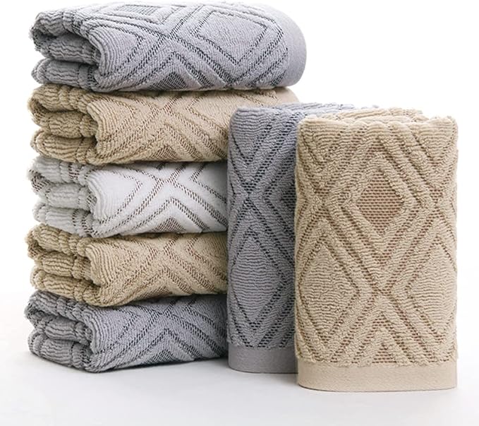 Pidada Hand Towels Set of 4 Diamond Pattern 100% Cotton Absorbent Soft