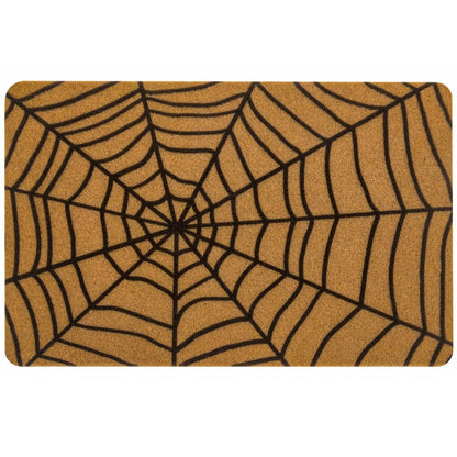Halloween-Decor Spider-Web Welcome-Doormat for Outdoor-Entrance - Non-Slip Backing Coir-Front-Door-Mat 17x30 inch Fall-Holiday-Door-Mat