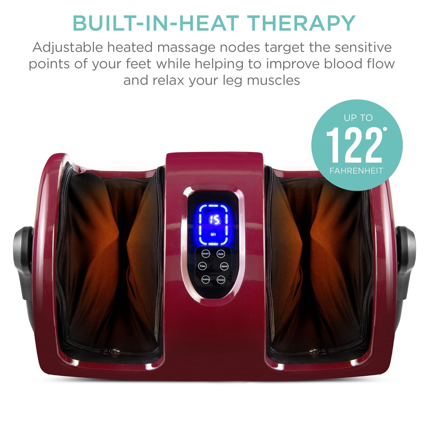 Best Choice Products Heated Shiatsu Foot Massager for Pain Relief, Plantar Fasciitis, Neuropathy, Blood Circulation w/Compact Design - Burgundy