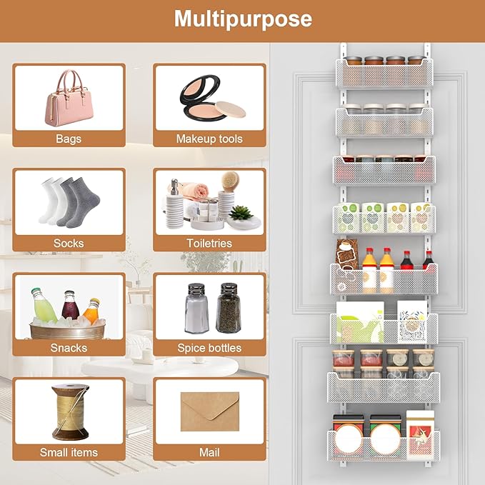 Over The Door Organizer, 8-tier Metal Door Organizer Hanging
