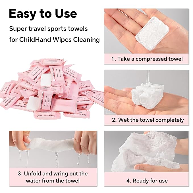 Compressed Towels for Travel, 70 Bulk Pack Coin Tissues, Individually Wrapped
