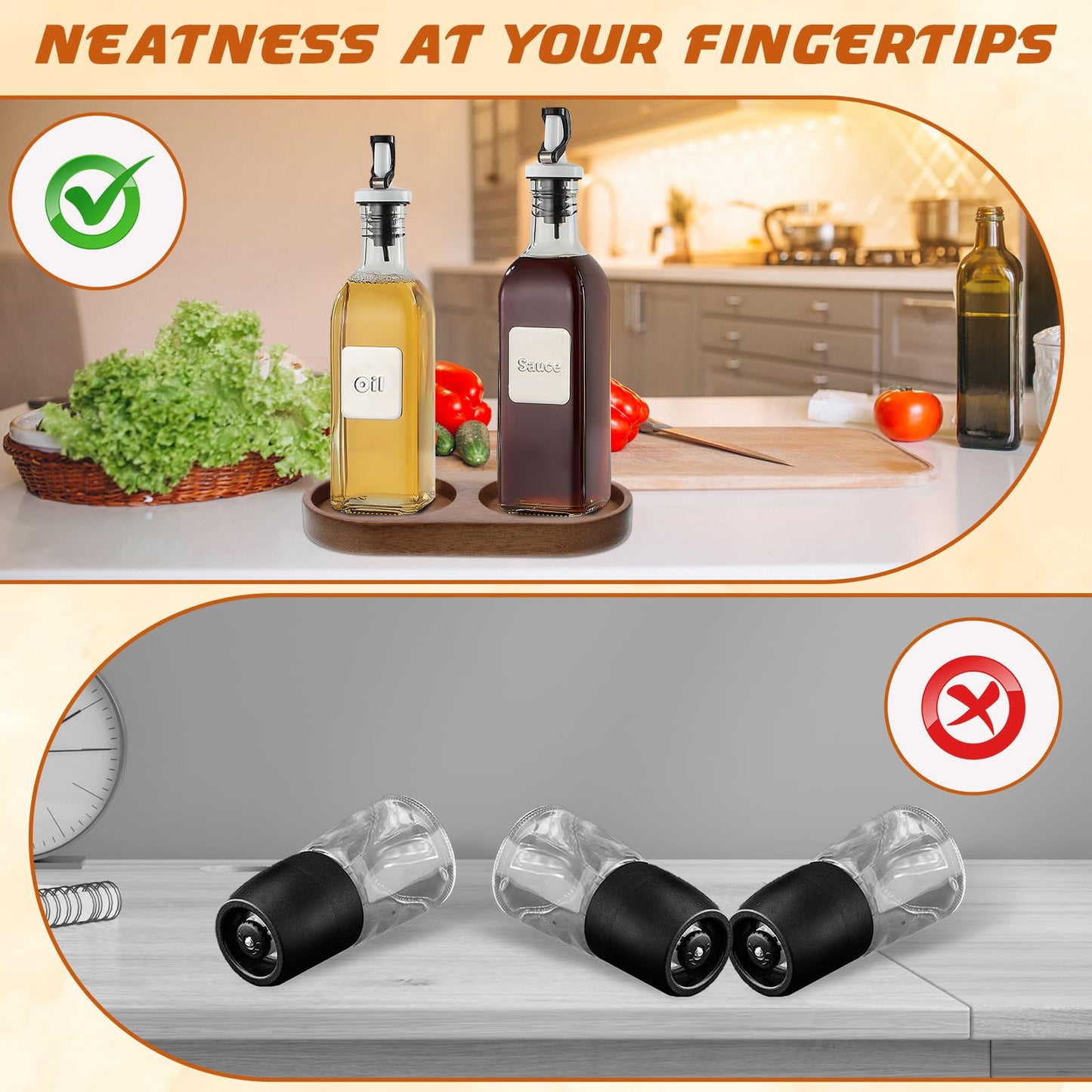 Salt and Pepper Grinder Mill Tray, Salt And Pepper Holder, Acacia Wood Tray, Fit Many Mills & Shakers, Grinder Accessories