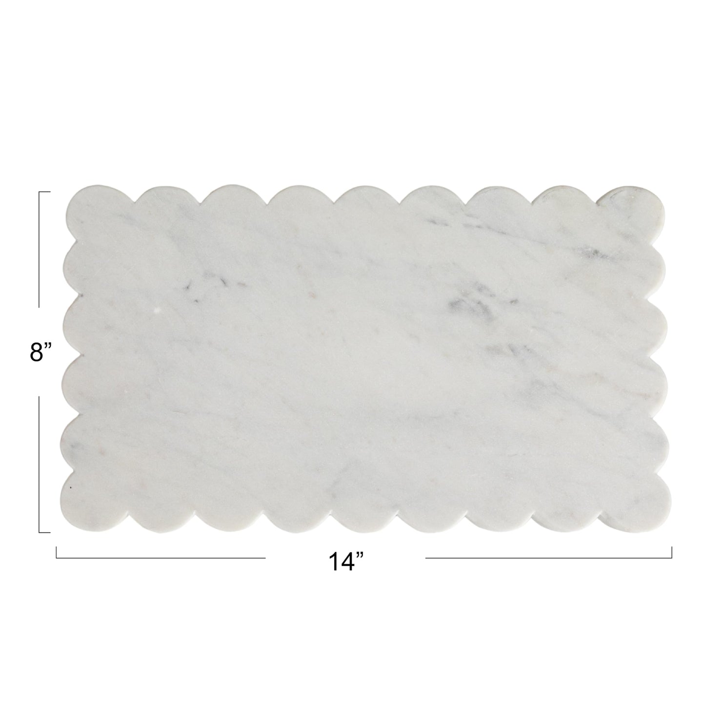 Creative Co-Op Marble Cheese Board with Scalloped Edge, White