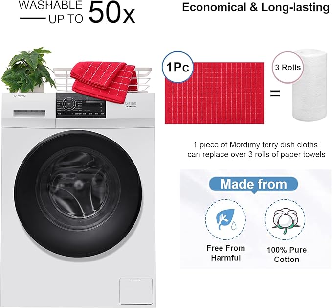 Mordimy 100% Cotton Terry Cloth Kitchen Towels, Super Soft and Absorbent Dish