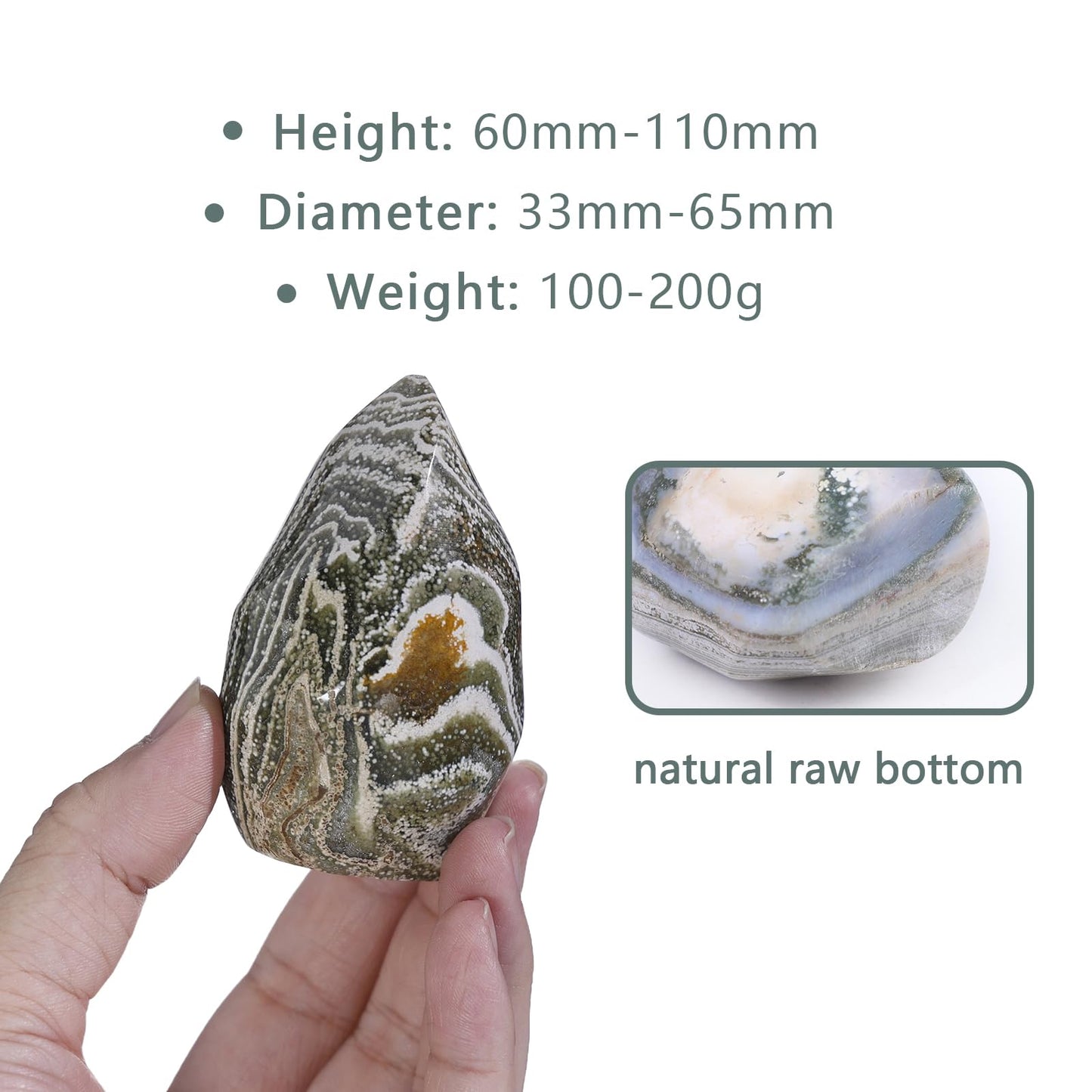 rockcloud Natural Ocean Jasper Crystal Flame Shaped Tower Stone, Irregular Healing Crystal Tower Obelisk for Home Decoration, 0.22-0.44 lb