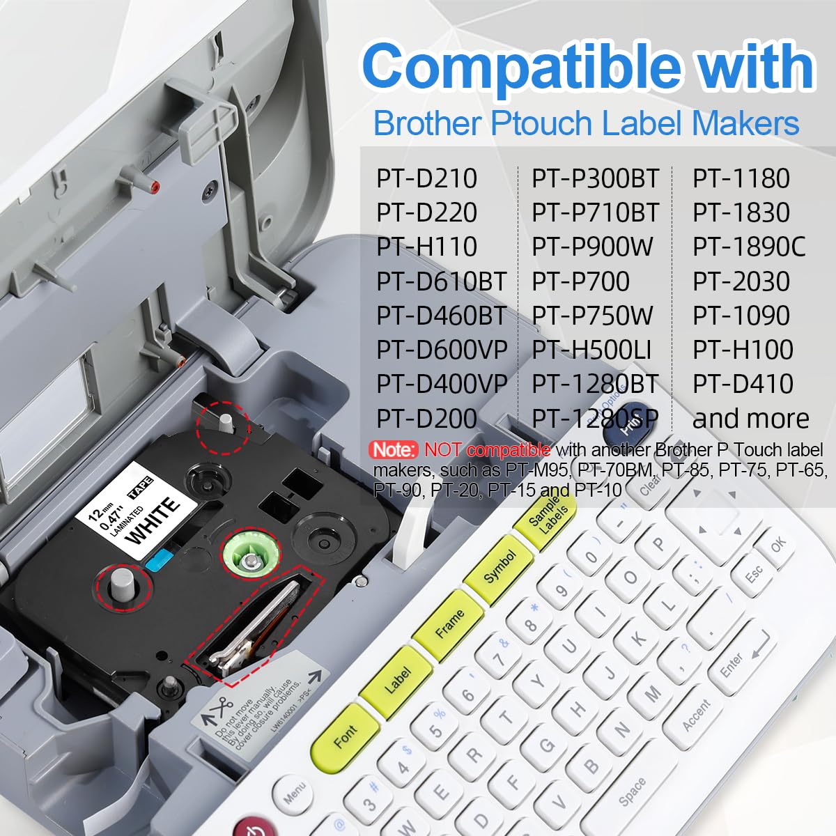 Upwinning Tze-231 Tz Tape 12 mm Compatible with Brother Label Tape 12mm for Brother Label Printer, Replace for P-Touch 12mm 0.47 Laminated for P Touch H110 E110 H100R H108 H101C H200 1000, 3-Pack