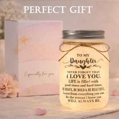 Daughter Gifts from Mom - to My Daughter Mason Jar Night Lights, Daughters Birthday Gifts from Mom and Dad, Wedding Gift Graduation Gift for Daughters
