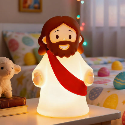 KangTen CHEN Jesus Night Light Rechargeable Bedside Night Light Dimmable Silicone LED Light Ideal for Religious Gatherings, Gifts for Sunday School, Baptism Presents, Easter Egg Decorations (red)