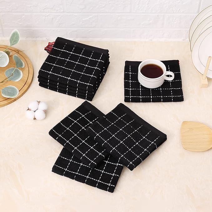 Mordimy 100% Cotton Terrycloth Kitchen Towels and Dishcloths Sets, Soft and