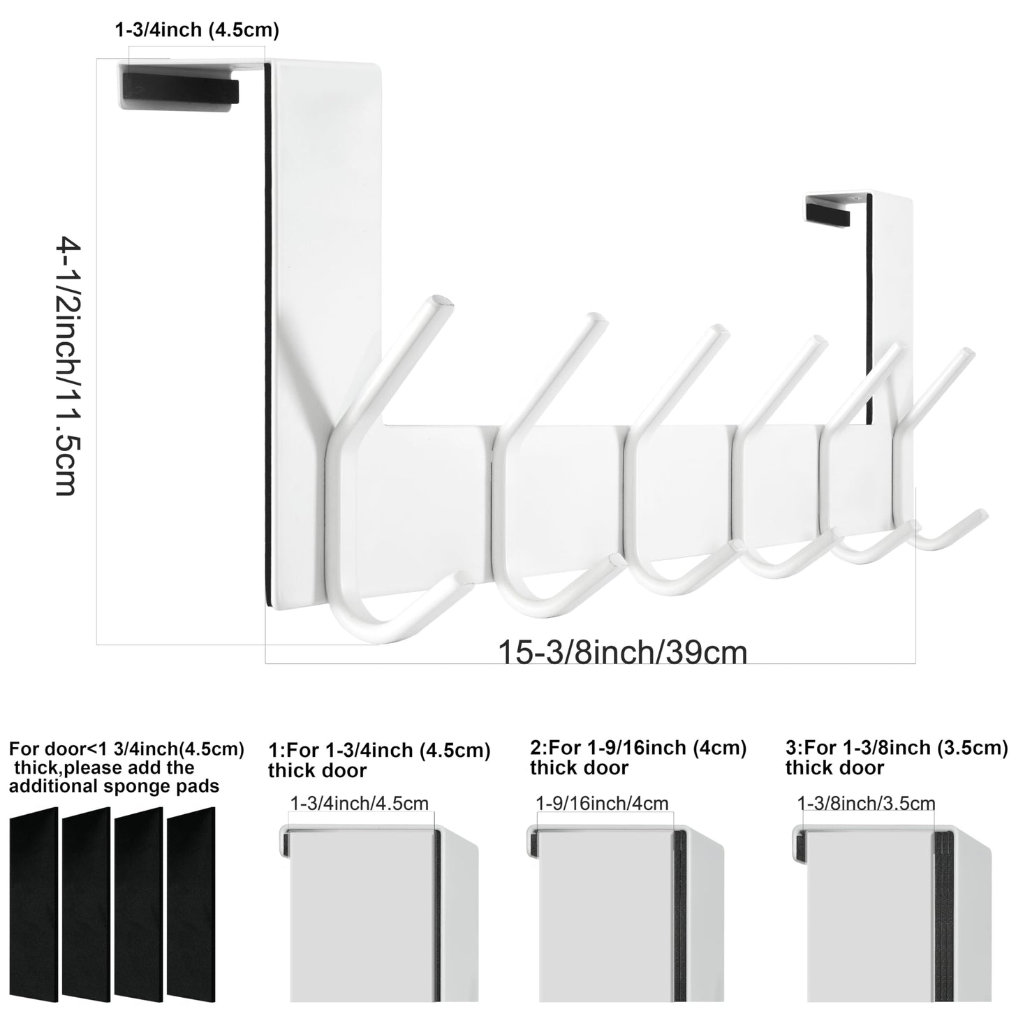 WEBI Over the Door Hooks,Over Door Towel Rack,Door Hanger,Door Coat Hanger,Over the Door Coat Rack,Door Hooks for Hanging Clothes,Back of Door,White