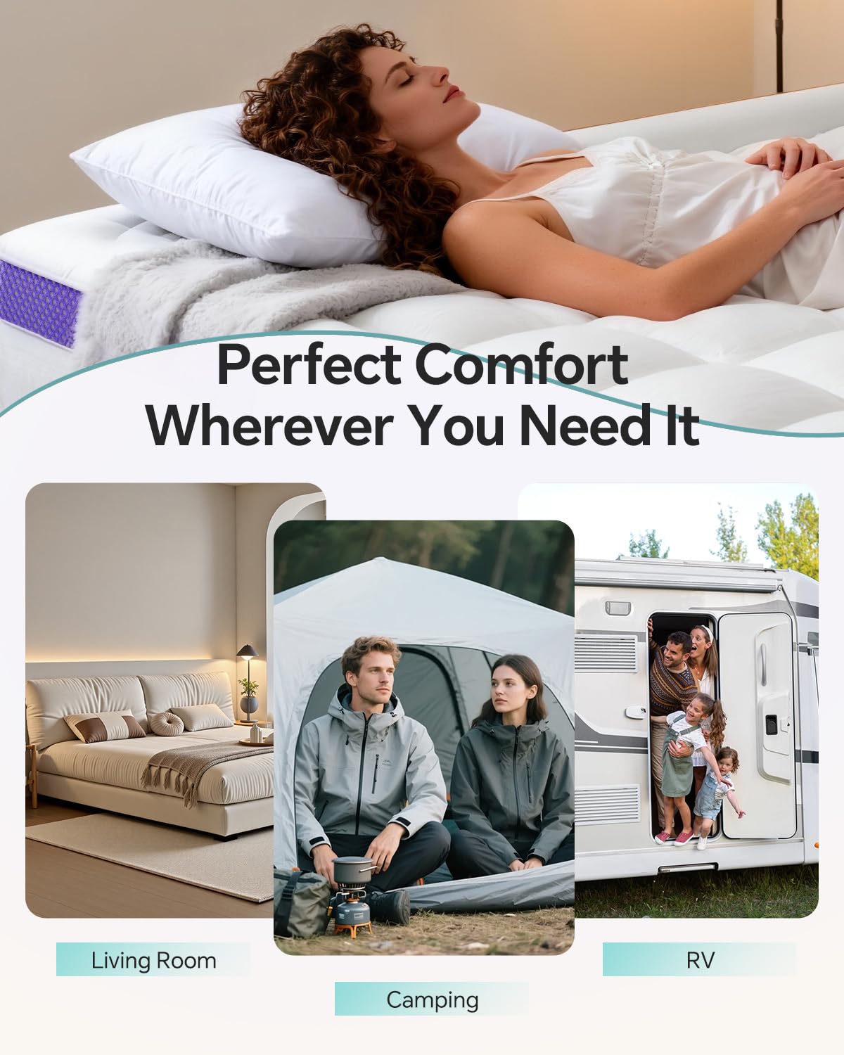 ChiXpace Dual Layer 4 Inch Memory Foam Mattress Topper Twin - 2 Inch Gel Memory Foam and 2 Inch Pillow Top Mattress Pad, 7-Zone Egg Crate 2-in-1 Design (White)