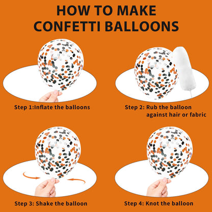 Halloween Balloons Set, 50Pcs 12Inch Black Orange Purple Green Balloons Kit, Black and Orange Latex Balloons for Birthday Halloween Party Decorations