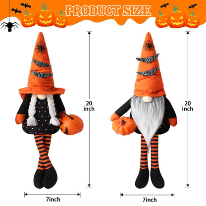 Ndeno 2PCS Halloween Gnome Plush Decorations, Handmade Scandinavian Tomte - Pumpkins Bats Home Tabletop Elf Gnomes Decor Ornaments - Boo (Halloween- Style A)
