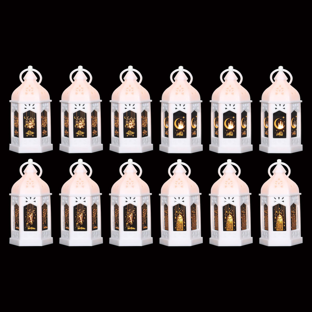 LLQ Mini Ramadan Lantern (12Pcs-5in) - Moroccan Small Lanterns Decorative, Eid Mubarak Decorations for Home, Ramadan Gifts for Family, Table Centerpiece