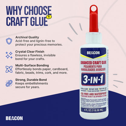 Beacon Adhesives 3-in-1 Advanced Craft Glue 118.56 ml, Dries Crystal Clear (Pack of 2)