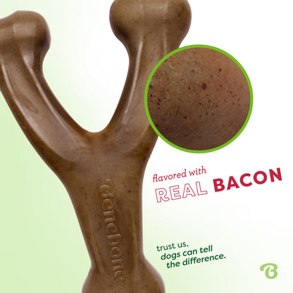 Benebone Indestructible Wishbone Dog Chew Toy for Aggressive Chewers, Long Lasting Tough Boredom Breaker for Dogs, Real Bacon Flavour, For Small Dogs, Made in the USA.