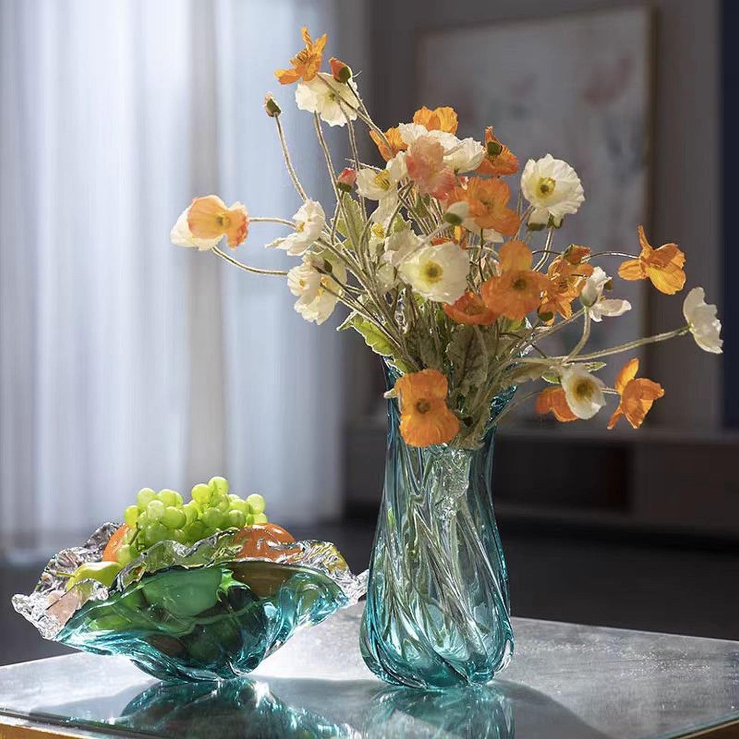 Scizorito Queen Crystal Vase, Light Luxury Style for Home Decor, Centerpiece, Office, Pampas Grass, Dried Flowers, Flowers and Buds (Fruit Tray)