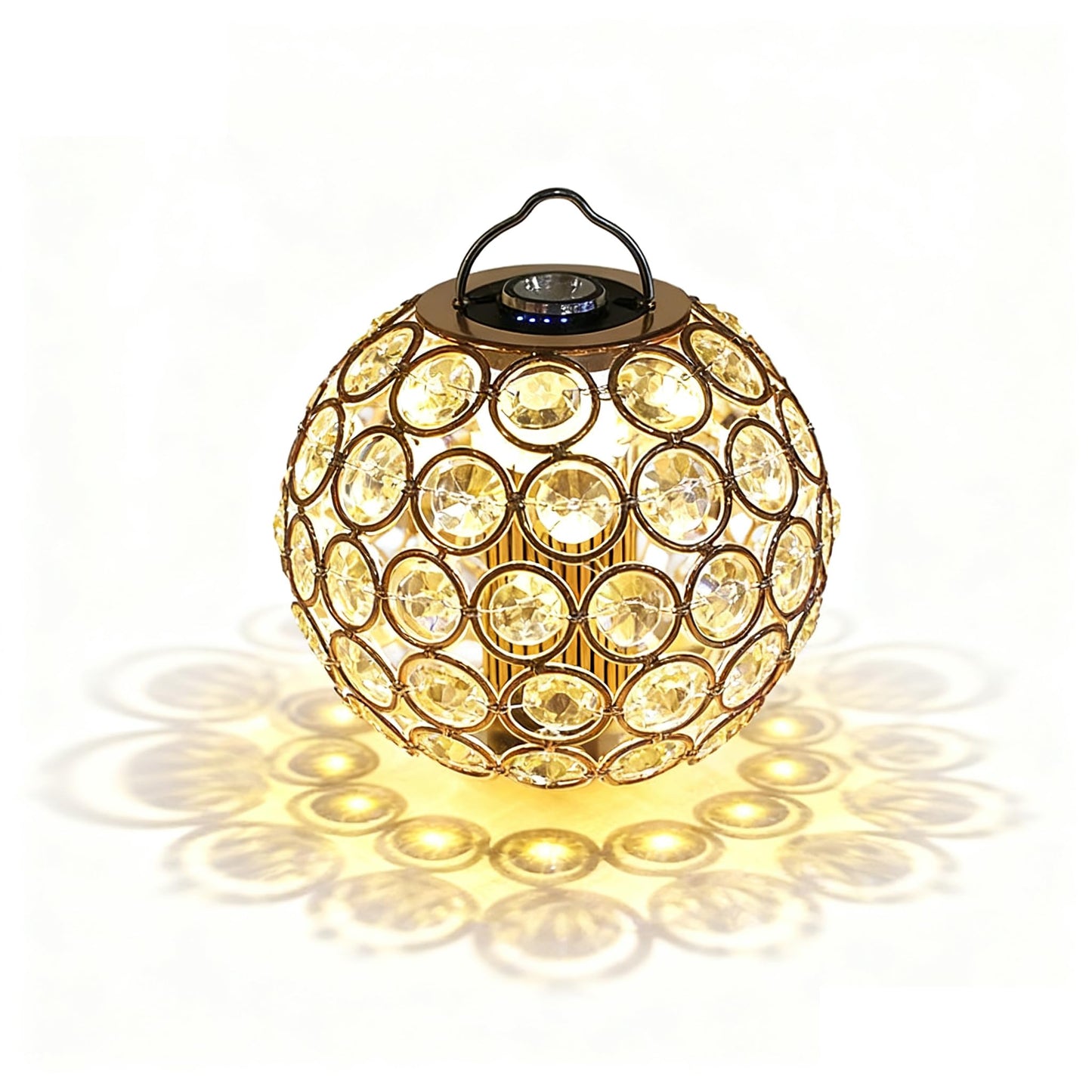 Crystal Orb Camping Light with Etched Glass - 300LM Romantic Projection Light, 3-in-1 Portable Lantern for Desk, Floor & Hanging, Rechargeable, Warm White Light, IPX4, Ideal for Bedroom, Camping Gifts
