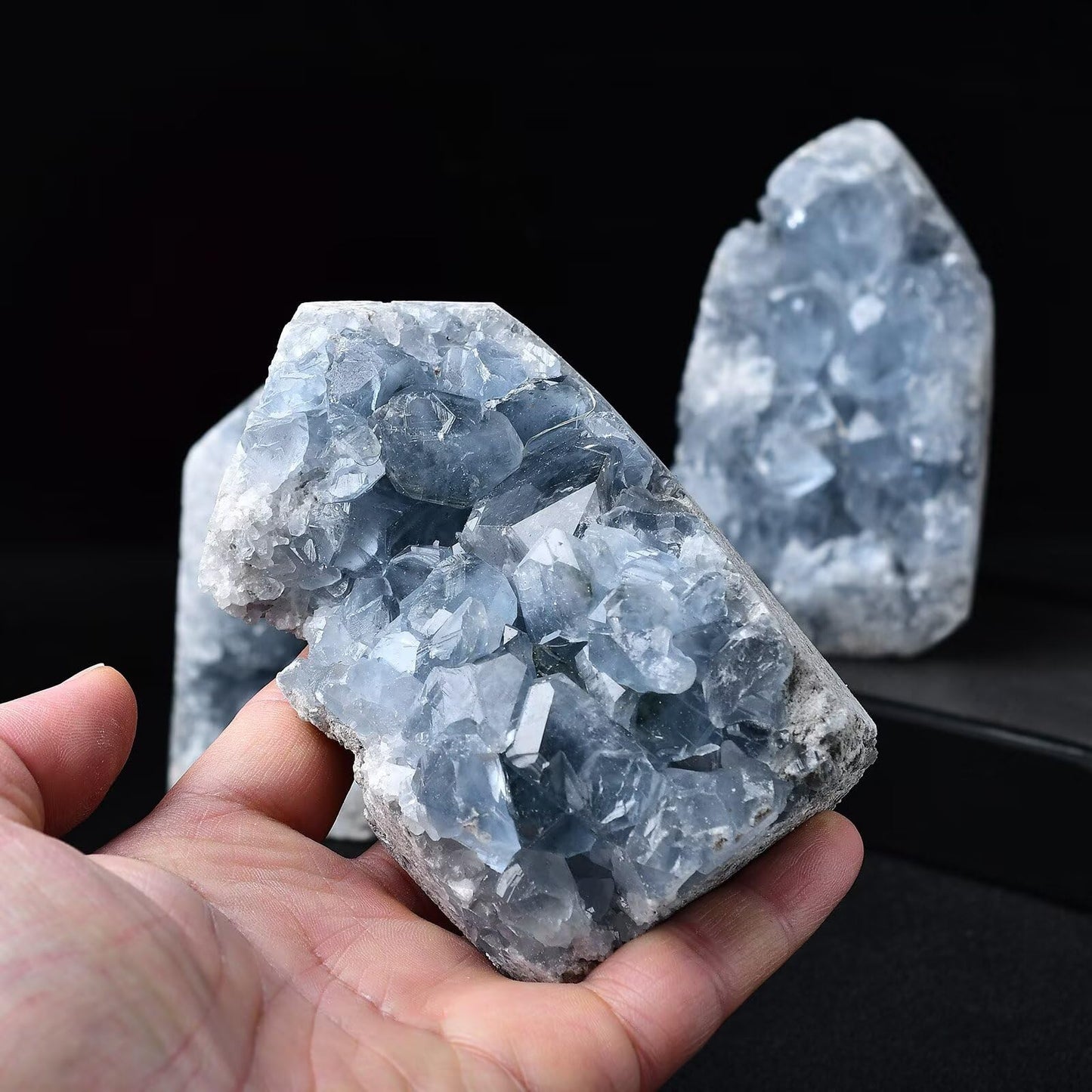 FZBHRO Natural Blue Celestite Cluster Tower Healing Crystal Stone Collection Mineral Specimen Home Office Decor Meditation Gifts 0.8-1.3 Pound
