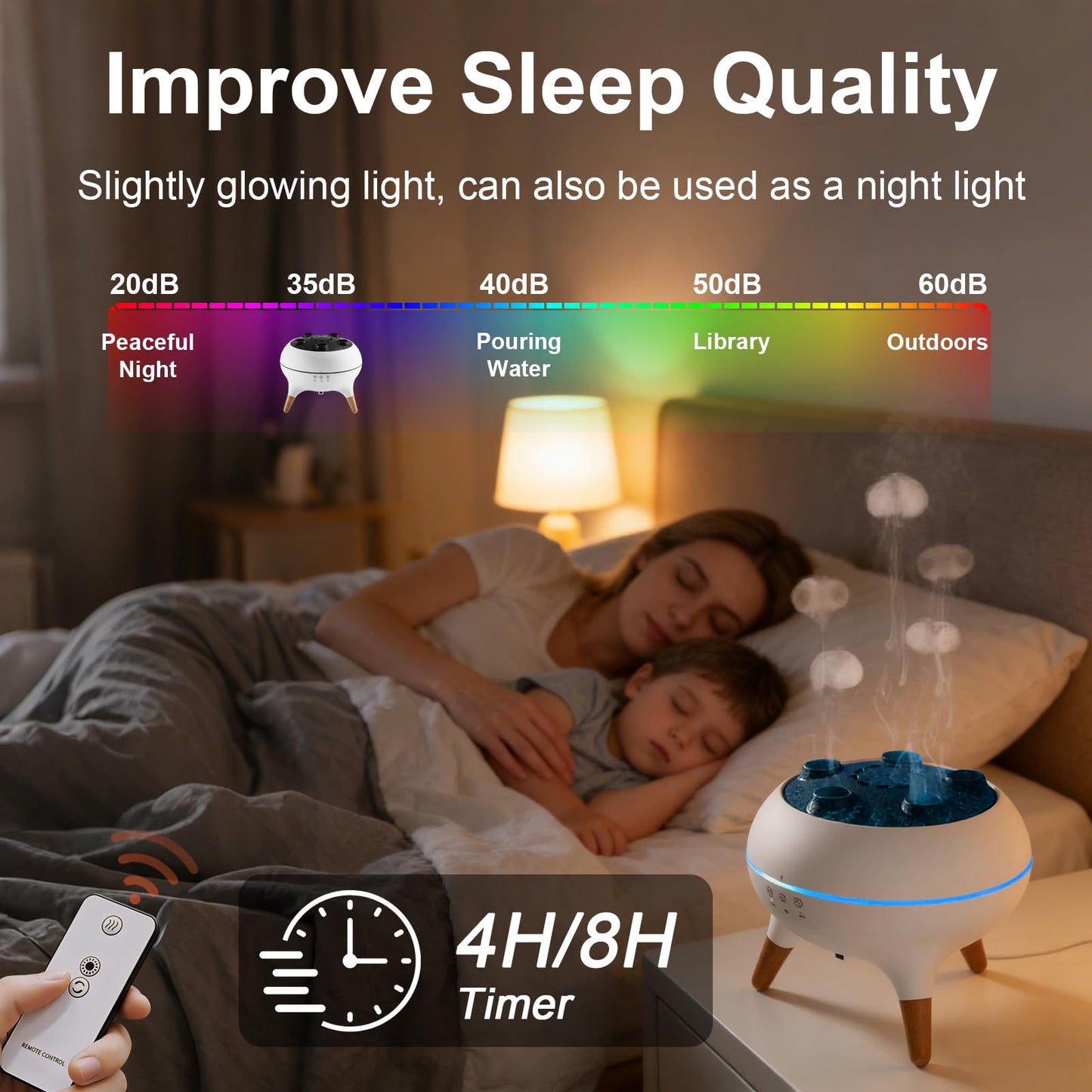 Akpsid Essential Oil Diffuser 250ML,Jellyfish Diffuser Air Humidifiers Sound Pickup Ultrasonic Aromatherapy Diffuser Remote Control 7 Color Lights for Home Bedroom Office Hotel
