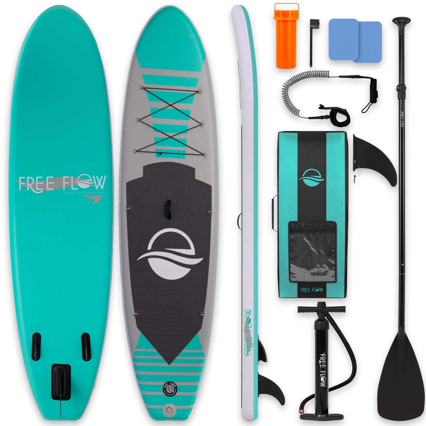 SereneLife 10’6” Inflatable Stand Up Paddle Board with Premium SUP Accessories - 32” Wide Stable Design with Non-Slip EVA Deck Pad, for Youth and Adults, 350 lbs. Capacity