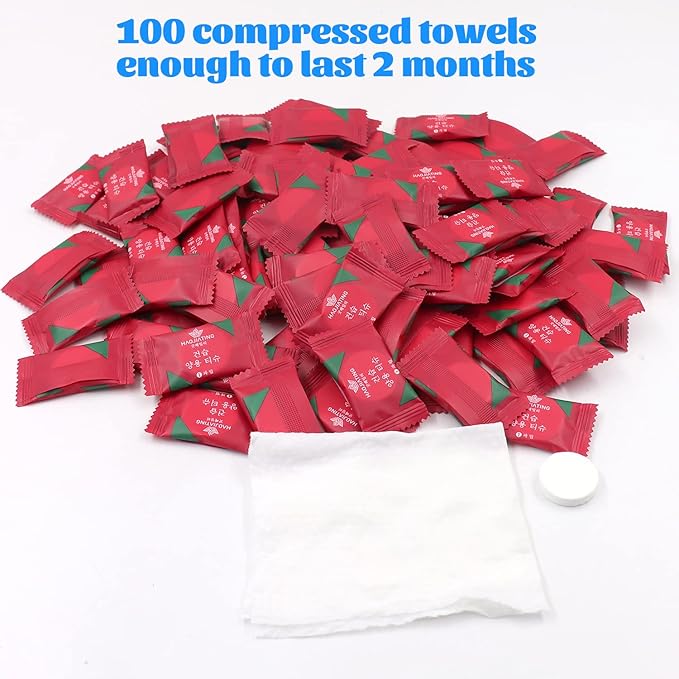 100 Pcs Mini Compressed Towels, Disposable Face Compressed Towel, Compressed