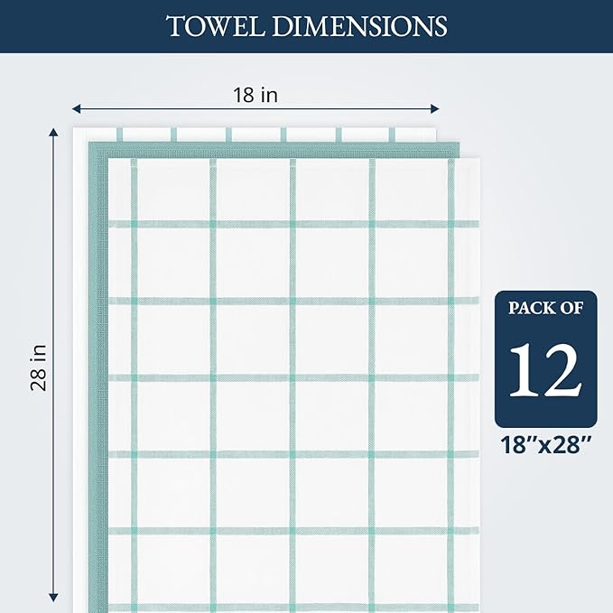 LANE LINEN Kitchen Towels & Dishcloths Set of 12-100% Cotton, Quick-Drying 18”