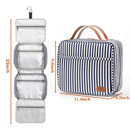 Hanging Travel Toiletry Bag, Large Capacity Wash Bag Waterproof Cosmetic Bag Makeup Organizer with 4 Compartments & 1 Sturdy Hook for Women/Men