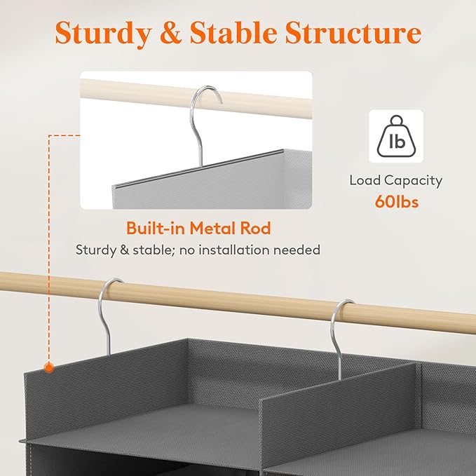 Lifewit Dual-Row 6 Tier Hanging Closet Organizer and Storage, Wide Clothes