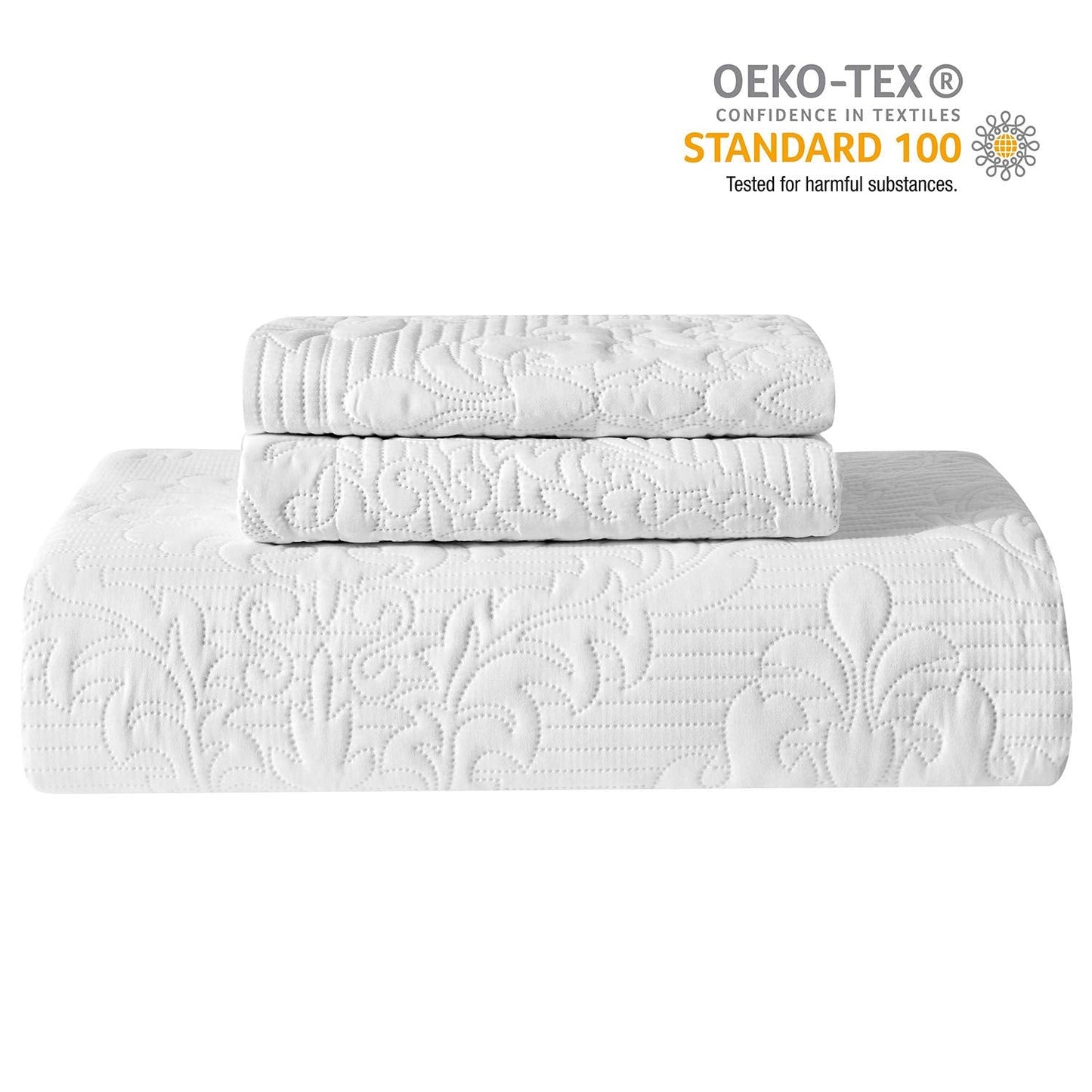 Hansleep White Quilt Queen Size - Ultrasonic Summer Bedspread Queen, Soft Lightweight Coverlet Bedding Set, 3 Pieces (1 Quilt, 2 Pillow Shams)