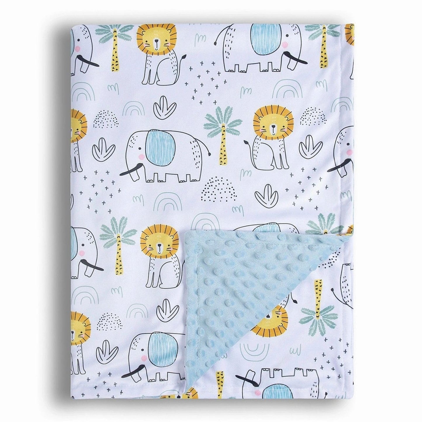 Donsonny Baby Blanket for Boys Girls Soft Minky with Double Layer Dotted Backing, Cartoon Printed 30 x 40 Inch Receiving Blanket (Elephant)