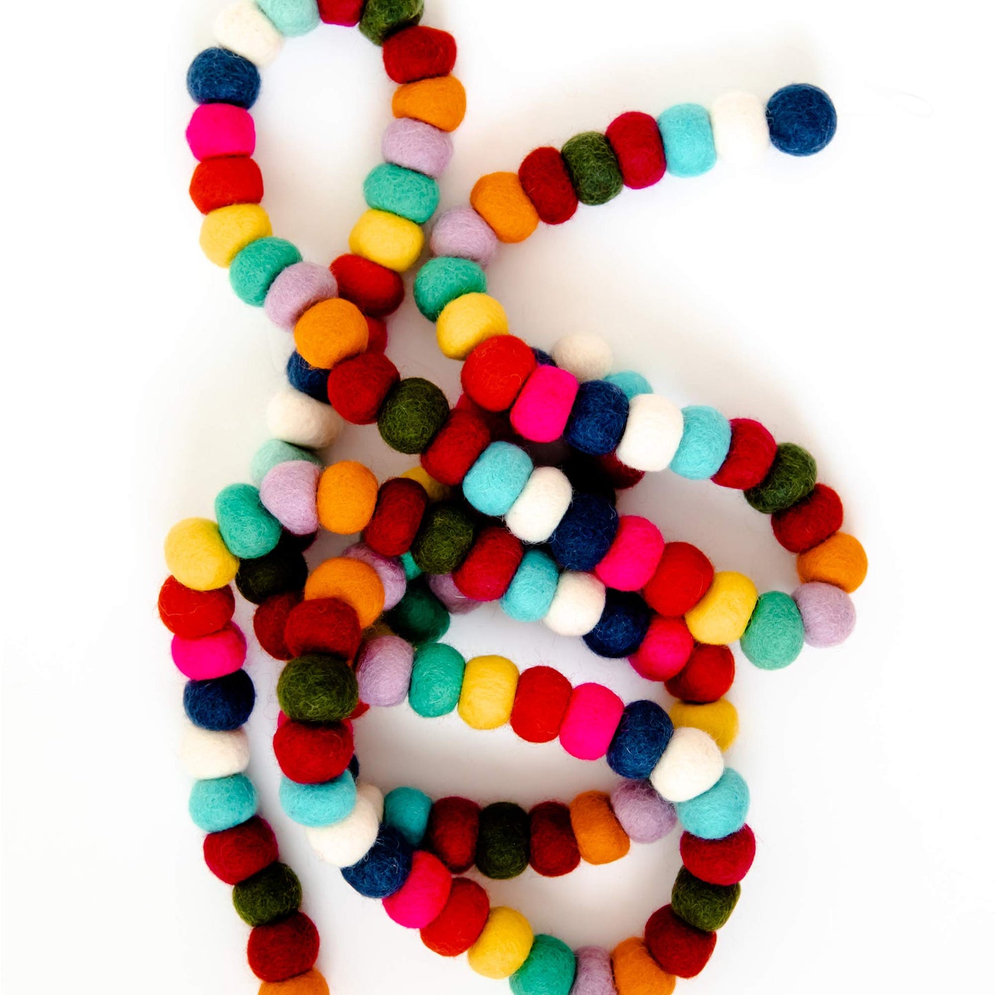 Peachy Party Colorful Felt Ball Pom Pom Garland | 9 Ft | Spring, Easter, Birthday, Christmas Decor | 100% Wool Felt | Boho Rainbow