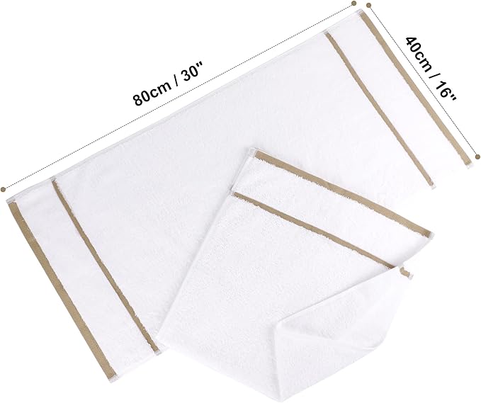 PiccoCasa Set of 2, 750 GSM Luxury White Hand Towels