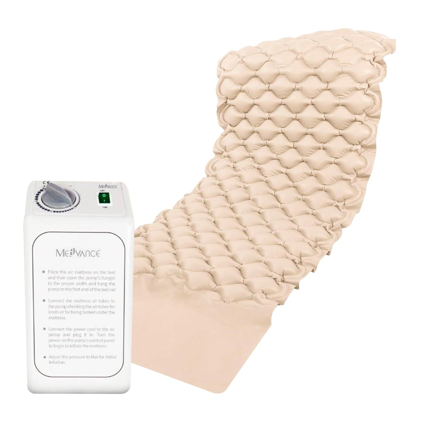 MedVance Premium Alternating Air Pressure Mattress Pad with Ultra Quiet Alternating Pump, Hospital Bed Mattress Topper, Mattress Topper for Hospital Bed, Bed Sore Prevention