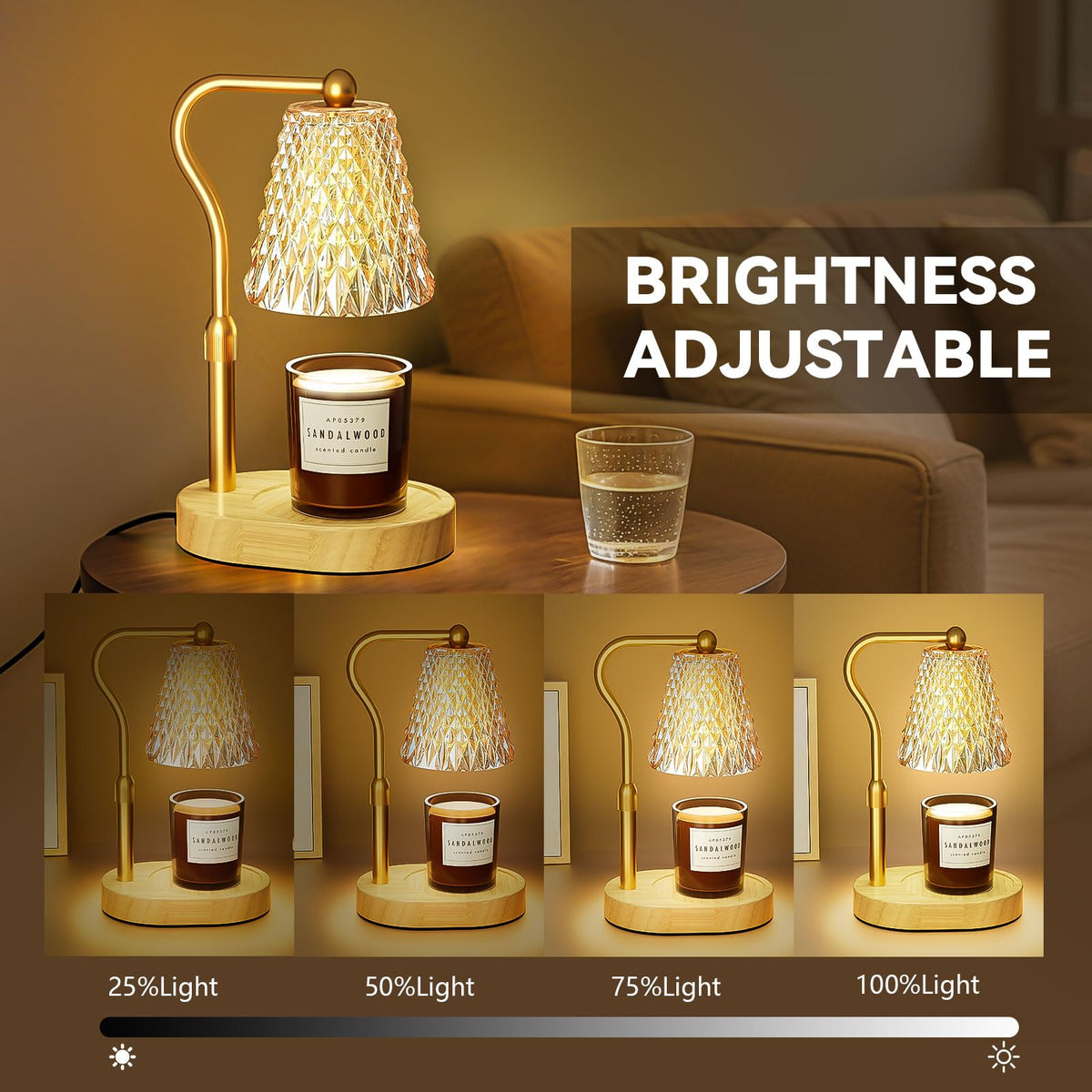 Candle Warmer Lamp with Timer Dimmer, Birthday Gifts for Women Mom, Height Adjustable Wax Melt Warmer for Jar Candles with 2 Bulbs, House Warming Gifts New Home Decor