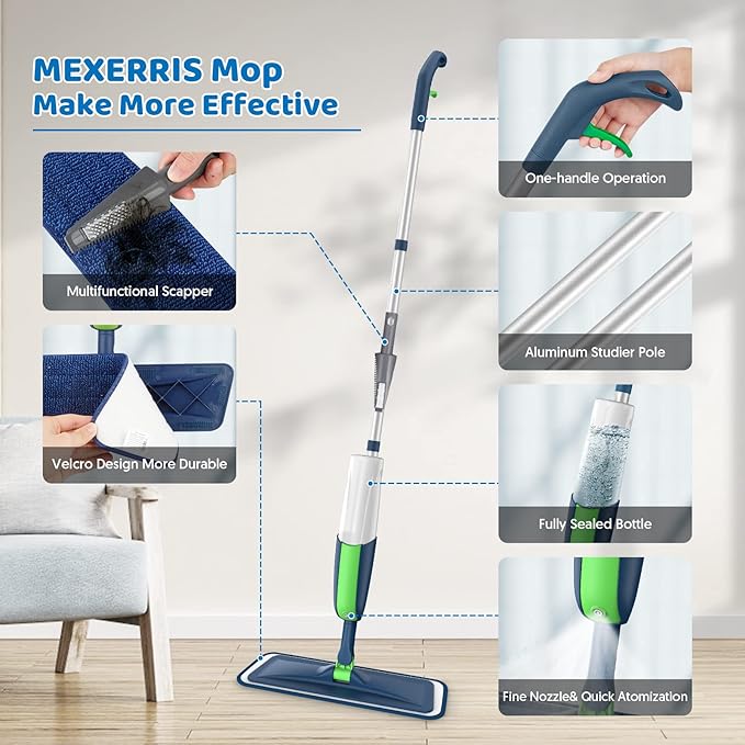 Spray Wet Mops for Hardwood Floor Cleaning: MEXERRIS Floor Mop