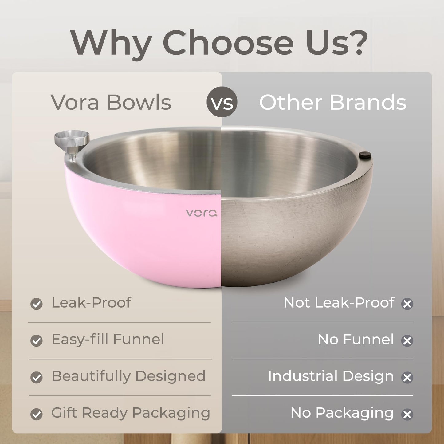 Vora 35oz Dip Chiller Bowl | 1 Pack Pink Stainless Steel Chilled Serving Bowl Keep Dips, Salads, and Appetizers Perfectly Cold with Leak-Resistant Ice Bowl for Effortless Hosting